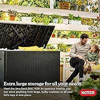Vista 2 de Keter Java XXL - Caja grande de almacenamiento para exteriores con aspecto de ratán de resina de 230 galones, para cojines de muebles de patio