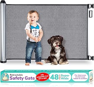 2020 New Retractable Baby Gate - Extra Wide Baby Safety Gate and Pet Gate for Stairs, Doors, and More - Mesh Baby Gate with Easy Latch and Flexible Design Fits Most Spaces - coolthings.us