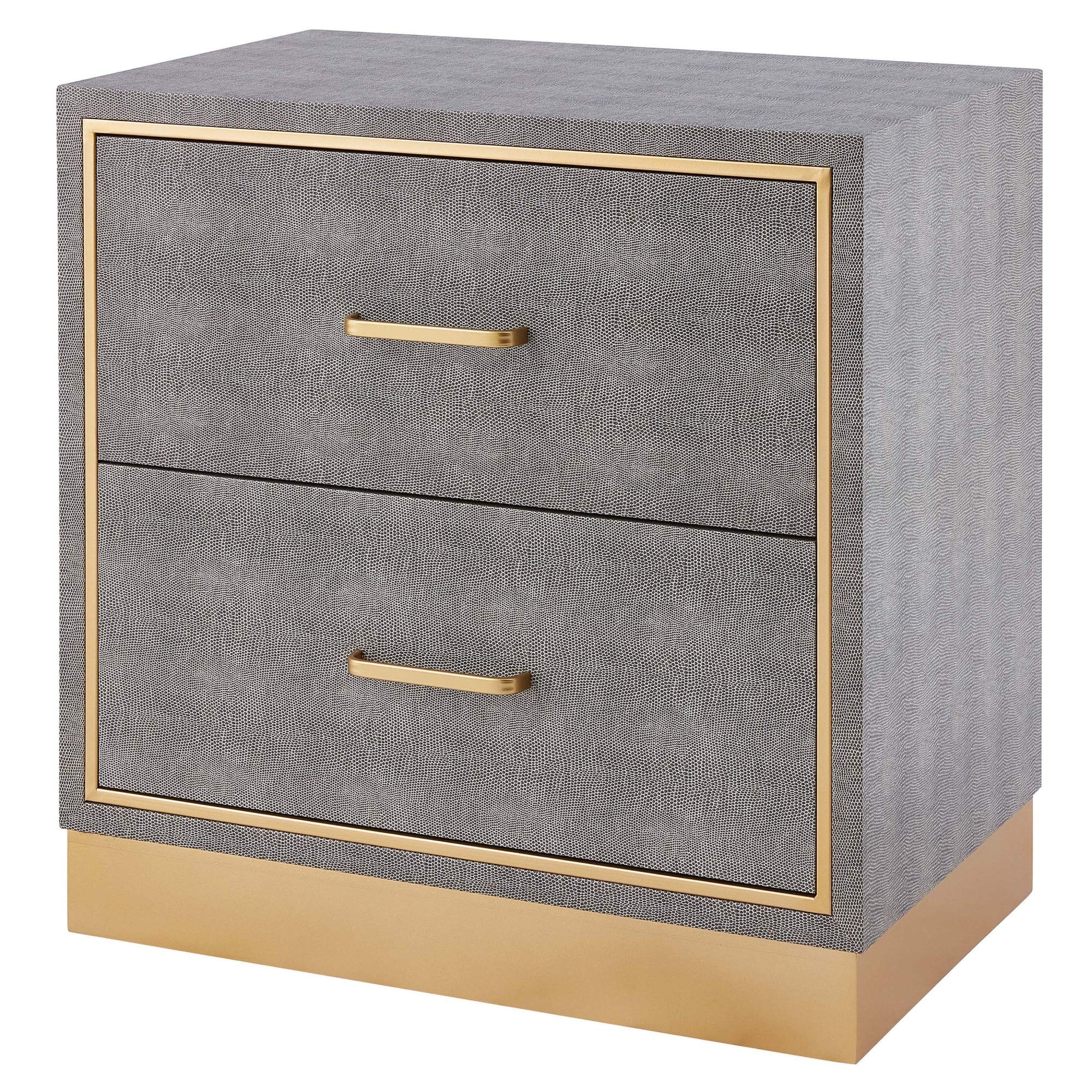 npd furniture and more Edinburgh 2-Drawer Faux Shagreen End Table