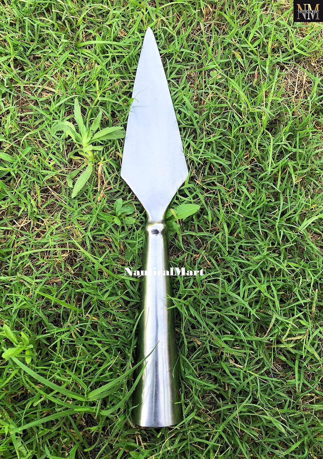 NauticalMart Hand Forged Viking Saga Iron SpearHead Reproduction Roman Or Medieval Javelin Steel Spearpoint Functional SCA Larp Knight Re-enactment Props (Silver)