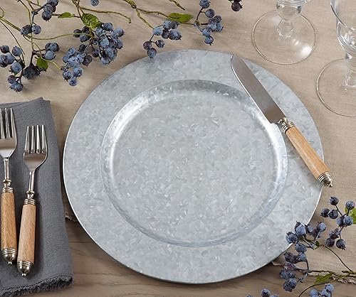 Miniatura 5 de SARO LIFESTYLE Platos de carga galvanizados pulidos (juego de 4)  Cargadores de metal rústico para comedor, eventos y decoración de mesa, 13