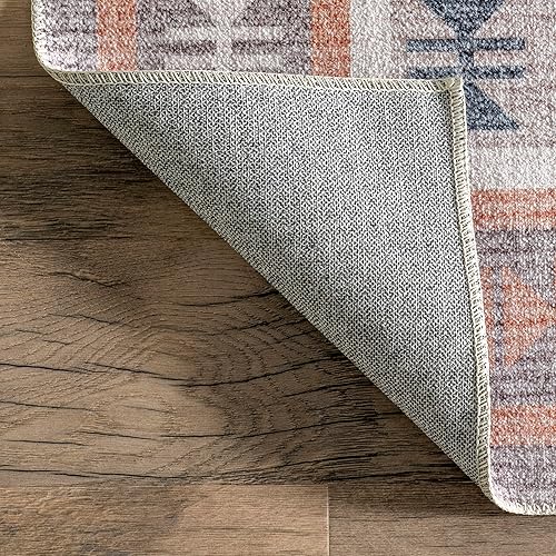 Miniatura 4 de nuLOOM Leighton - Alfombra decorativa de medallón del suroeste, lavable a máquina, 3 x 5 pies, color melocotón