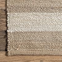 Vista 9 de Tapete NuLoom Alisia de yute, con diseño de rayas, 2' 6" x 8', blanco mate