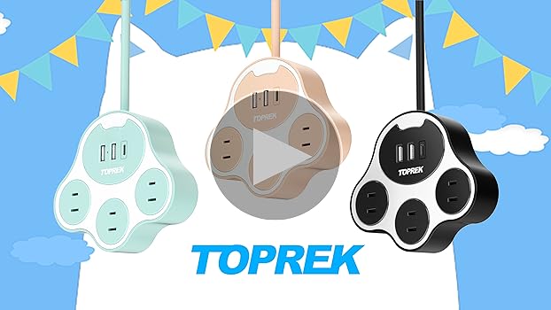 Amazon.co.jp: TOPREK 猫の足型 電源タップ 青色 USB コンセント