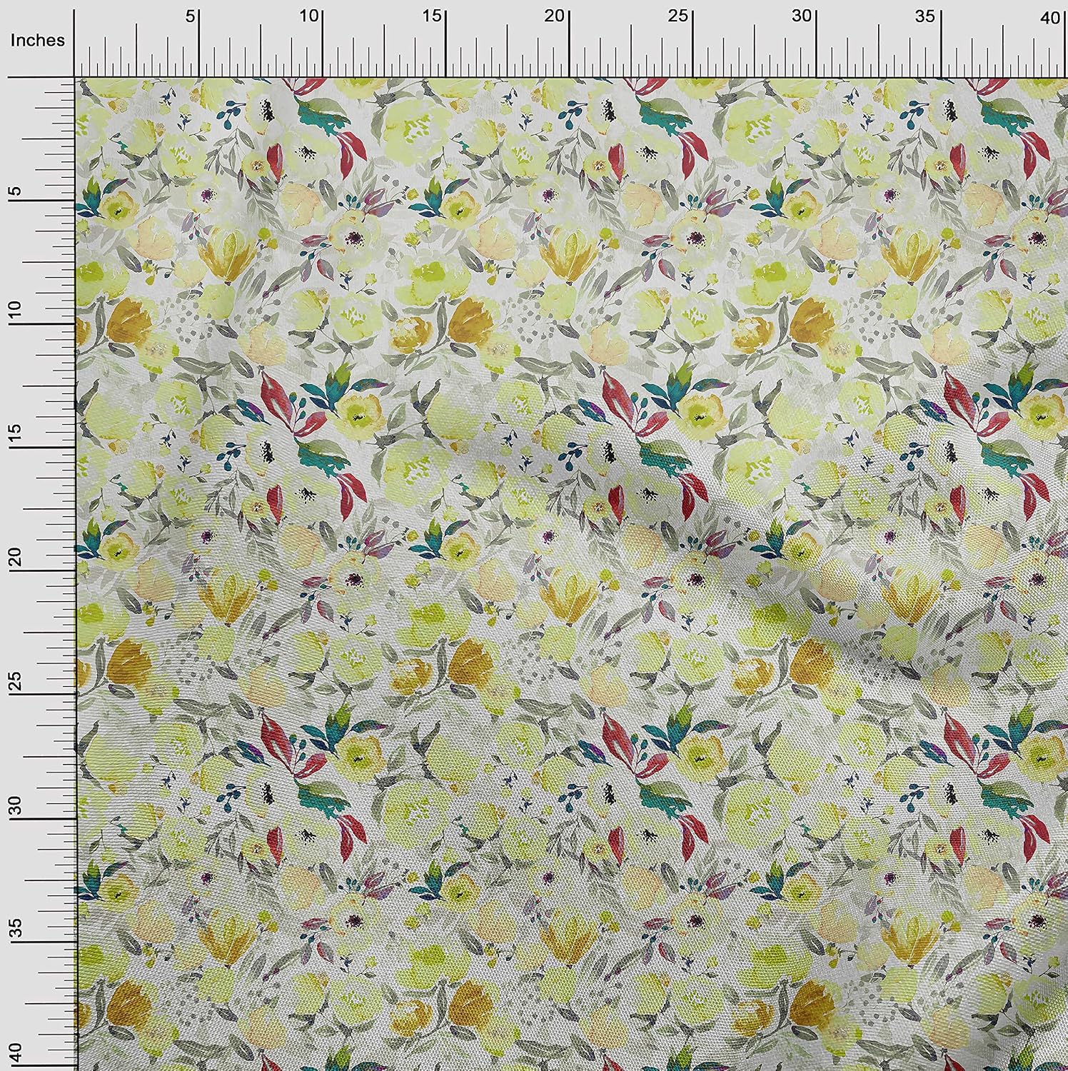 oneOone Polyester Spandex Yellow Fabric Floral Quilting Supplies Print Sewing Fabric by The Yard 56 Inch Wide-M8