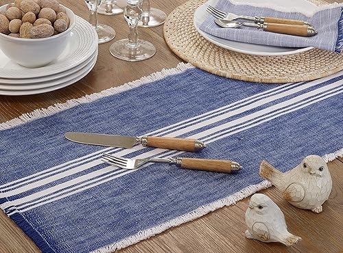 Miniatura 5 de Camino de mesa con flecos a rayas