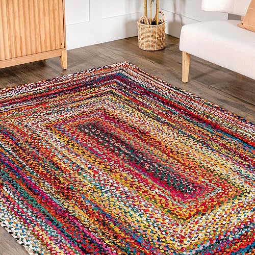 Miniatura 8 de nuLOOM Tammara - Alfombra bohemia trenzada a mano, ovalada de 4 x 6 pies, multicolor