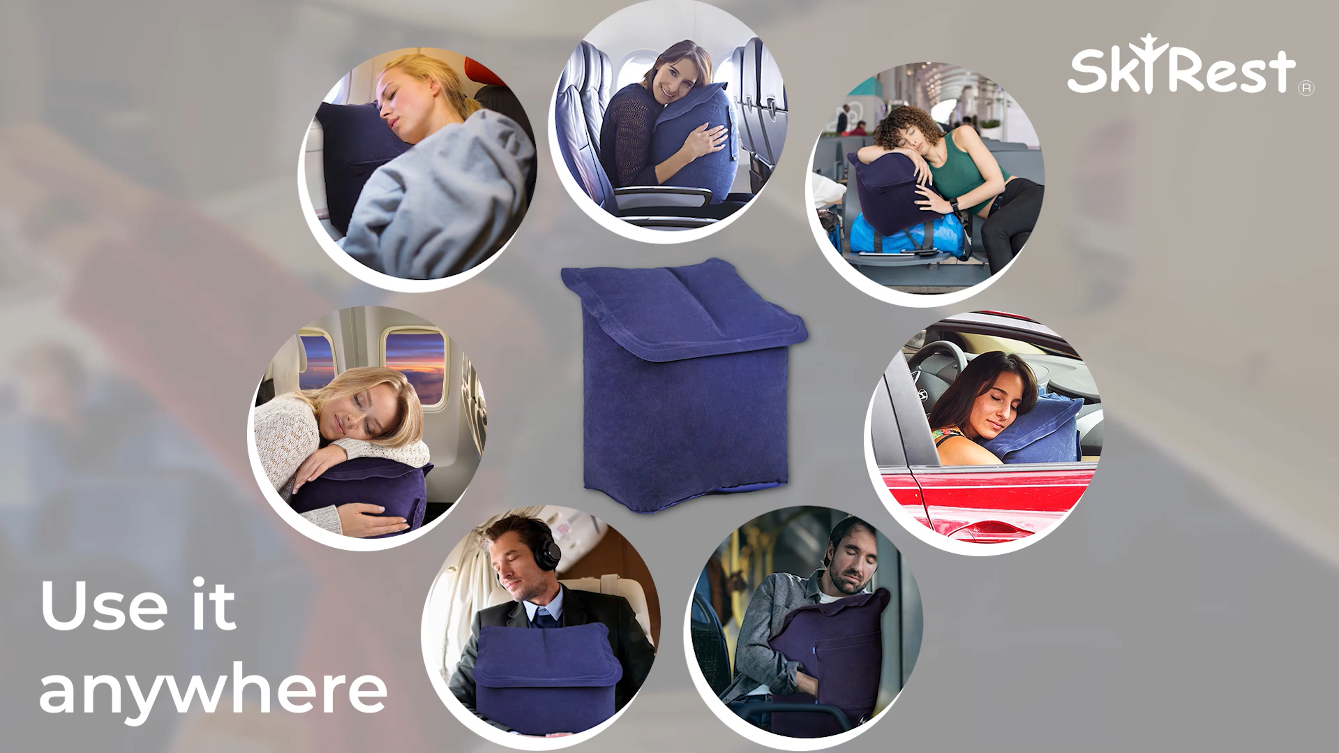 Almohada inflable de PVC portátil para viaje miniatura 7