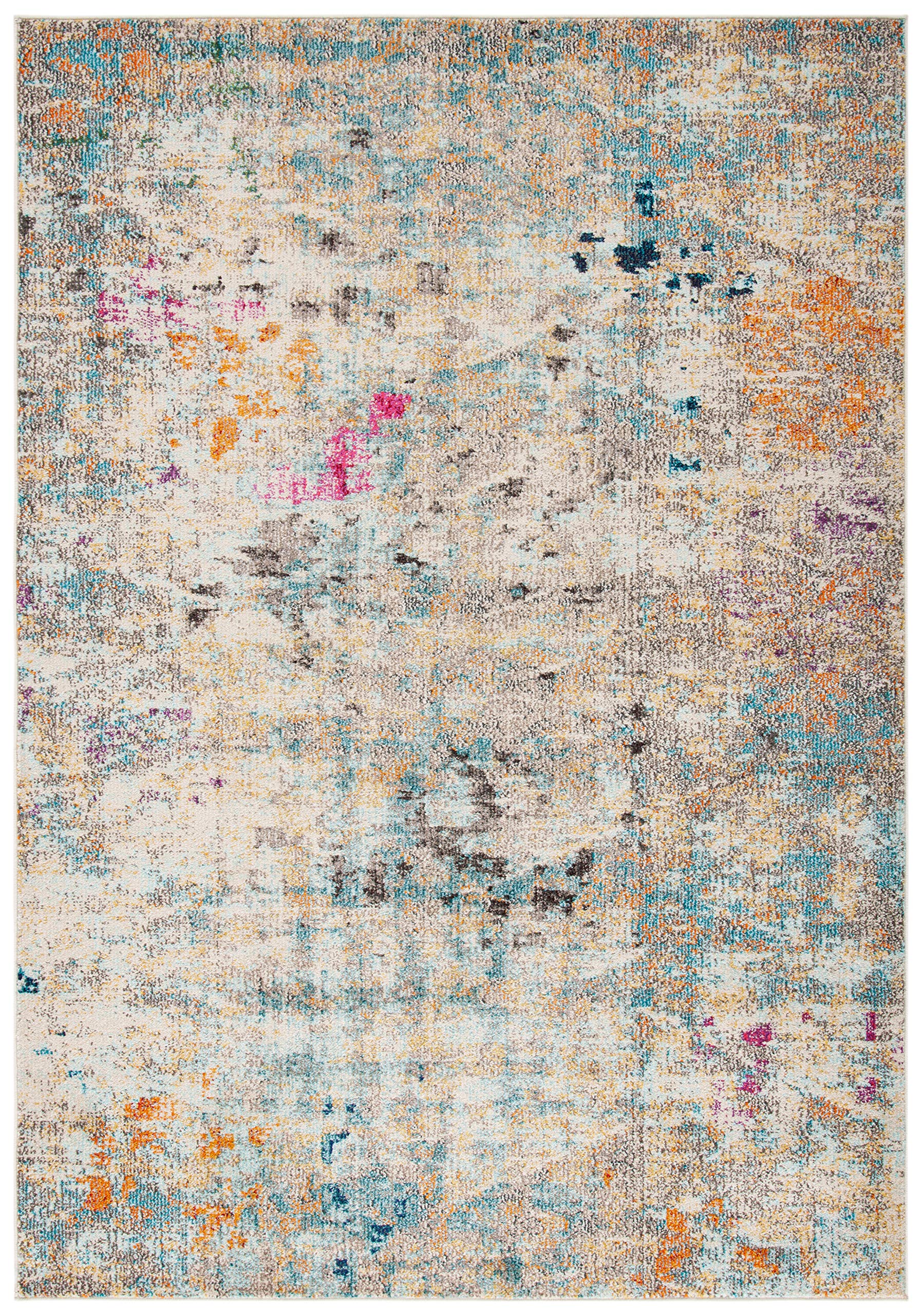 SAFAVIEH Tapis Boho pour Salon, Salle à Manger, Chambre à Coucher - Madison Collection, Tapis à Poil Court, Gris et Or, 122 X 183 cm