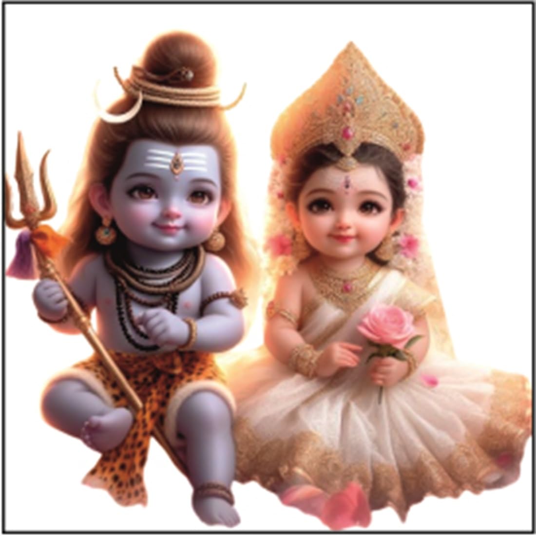 AnaBia Decor Shree Shiv Bholenath maa Parvati God Wall Sticker for Pooja Room, Livingroom, Bedroom, Office, Kidsroom (Size - 45 CM x 45 CM)