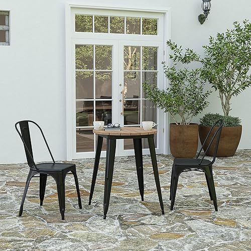 Merrick Lane Dryden - Mesa de comedor con altura de barra para exteriores, parte superior de poliresina para todo tipo de clima con base de acero,