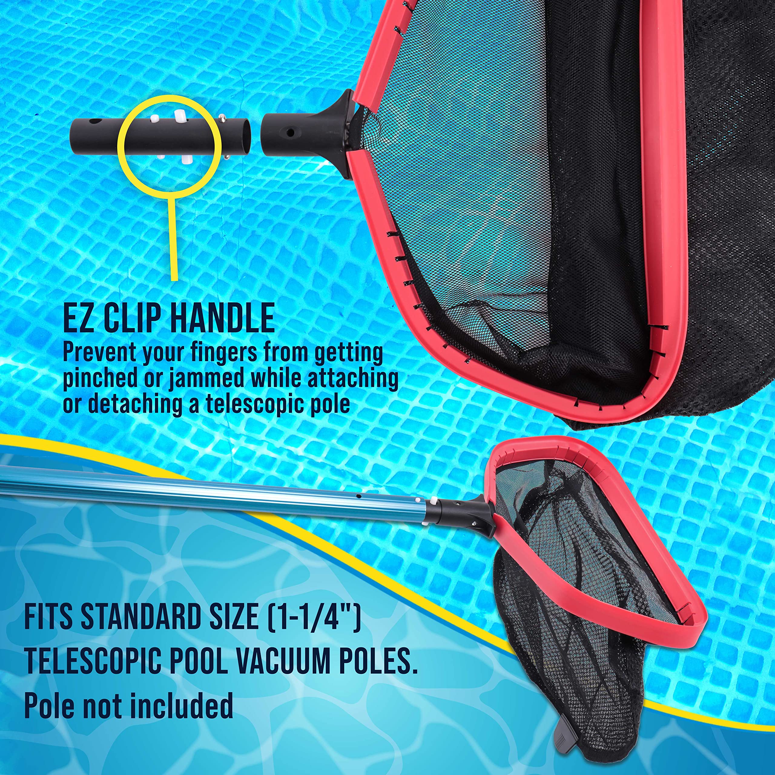Rastrello Per Piscina Professionale U.S. Pool Supply Con Borsa A Rete Profonda - Adatto A Pali Standard