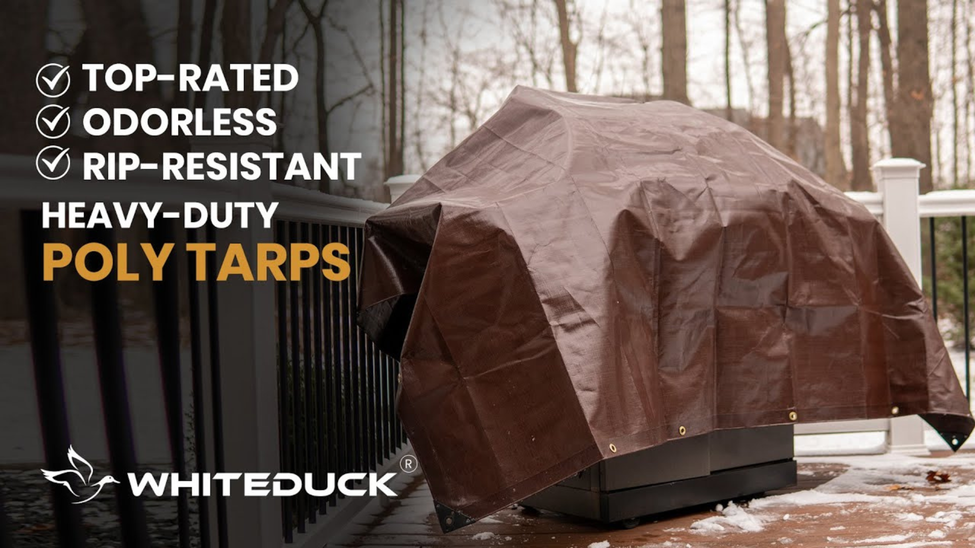 WHITEDUCK Super Heavy Duty Poly Tarp Cover 16 Mil & 10 Mil with Grommets and Reinforced Edges (Brown, White & Silver Black) (Brown- 16 Mil, 12' x 12')