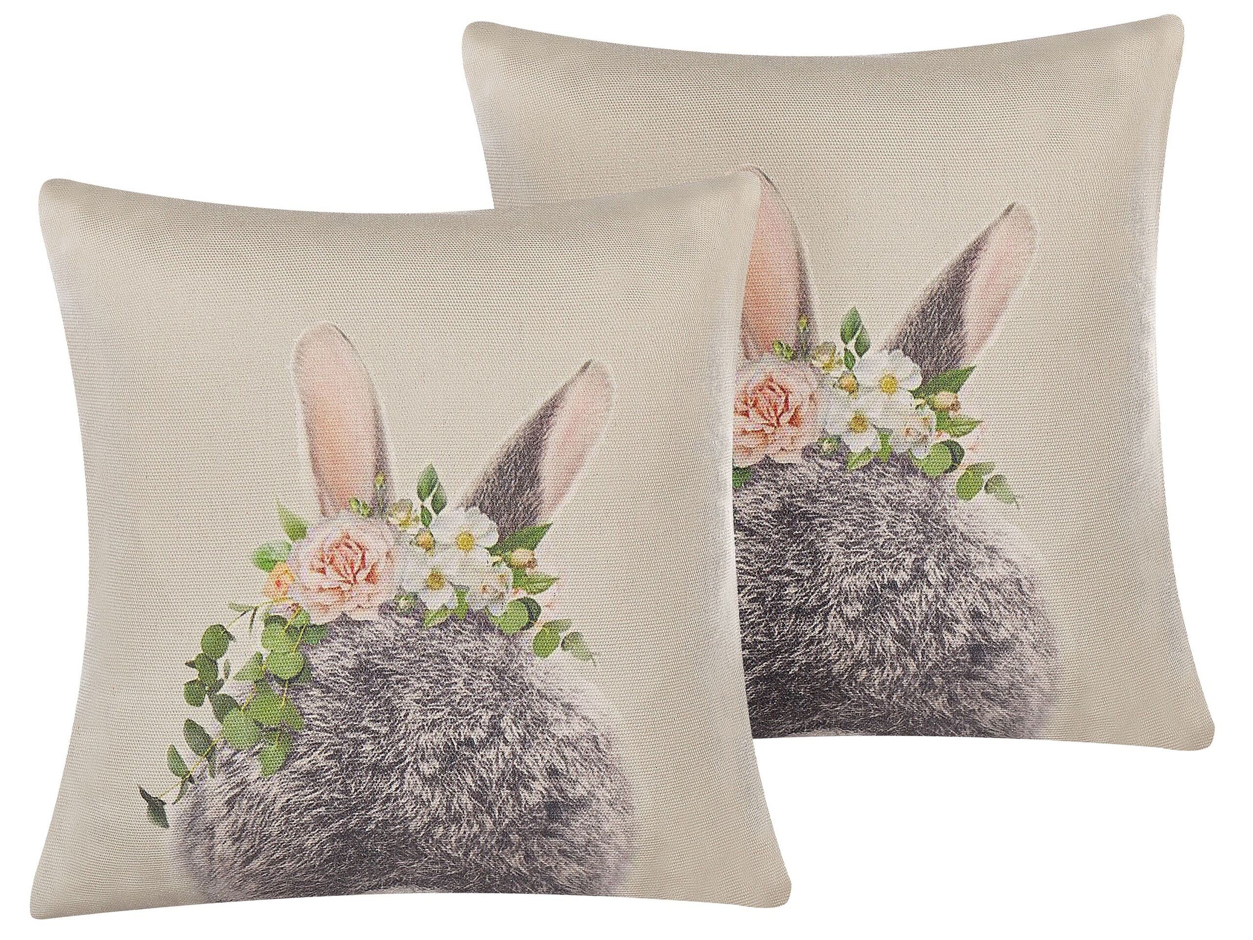 Beliani Set di 2 cuscini decorativi Coniglio Pasquale 45 x 45 cm Talpa