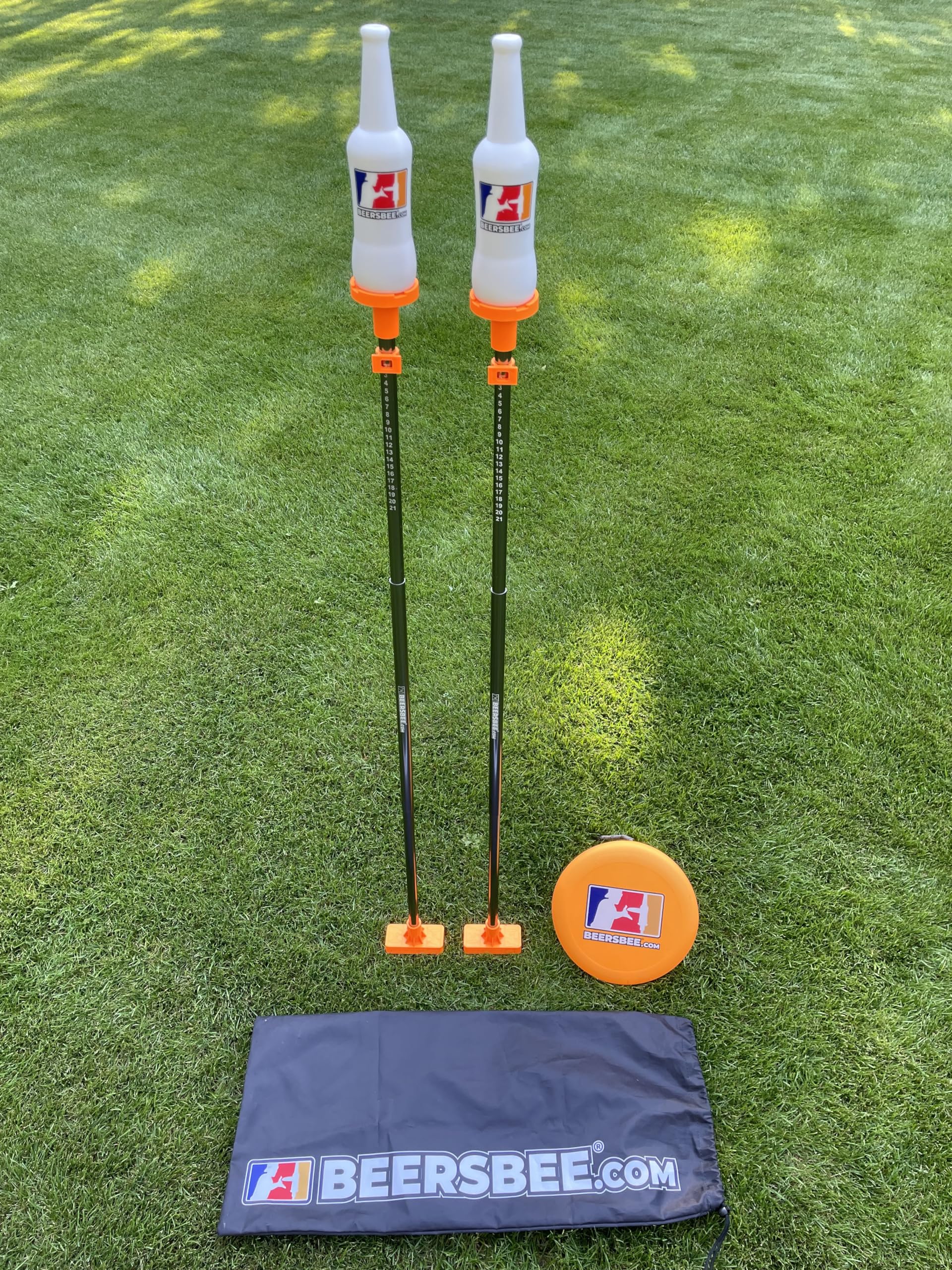 Beersbee® Polish Horseshoes Flying Disc Target Bottle Drop Adult Lawn Game- Camping, Backyard, Beach, Tailgating, Party Games, Bottle Battle Bash