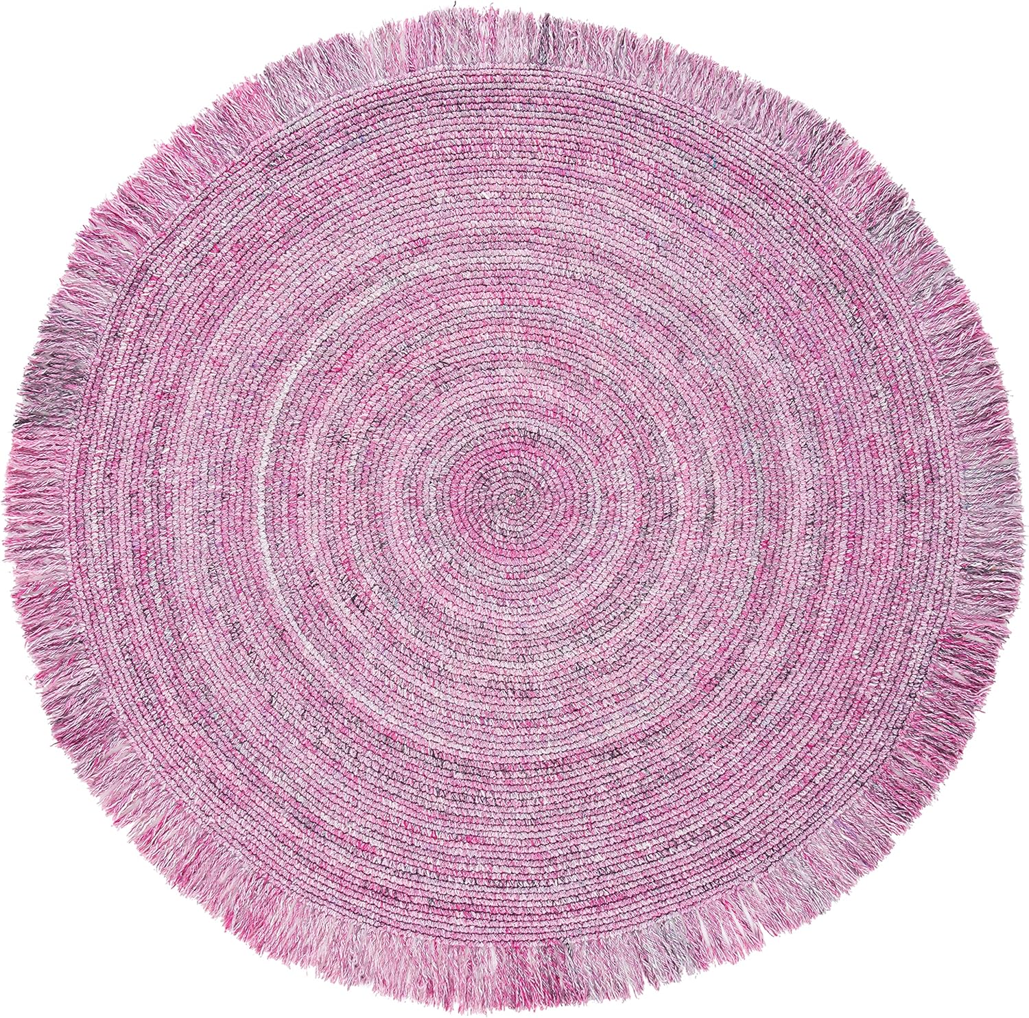SAFAVIEH Braided Collection 4' Round Pink/Ivory BRD275U Handmade Entryway Foyer Living Room Bedroom Kitchen Area Rug