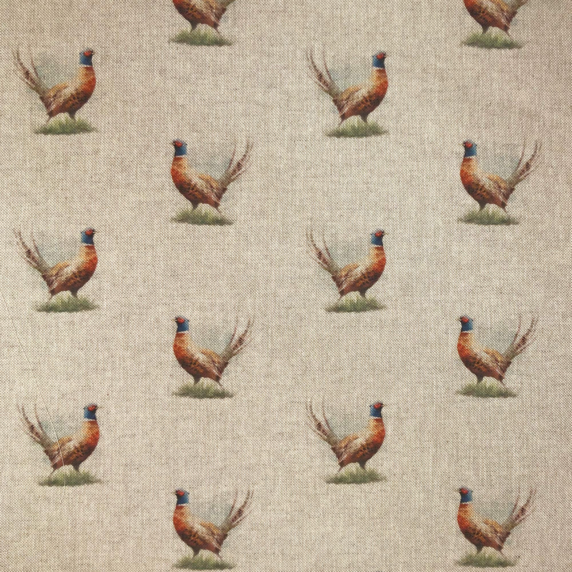 Cotton Rich Linen Look Upholstery Fabric 'Pheasant' Digital Print - Per Metre - 140 cm Wide