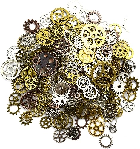 Miniatura 1 de Aokbean 150 piezas de metal, bronce, vintage, variadas, para hacer joyería. Gargantillas, relojes, ruedas
