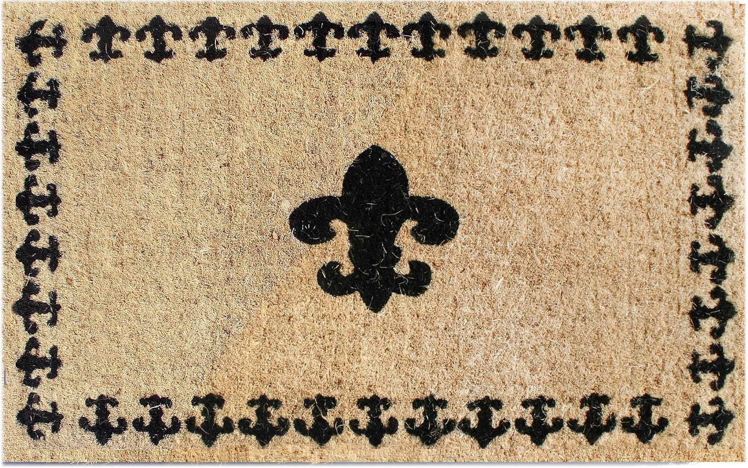 Imports Decor Printed Coir Doormat, Fleur De Lis with Border, 18-Inch by 30-Inch