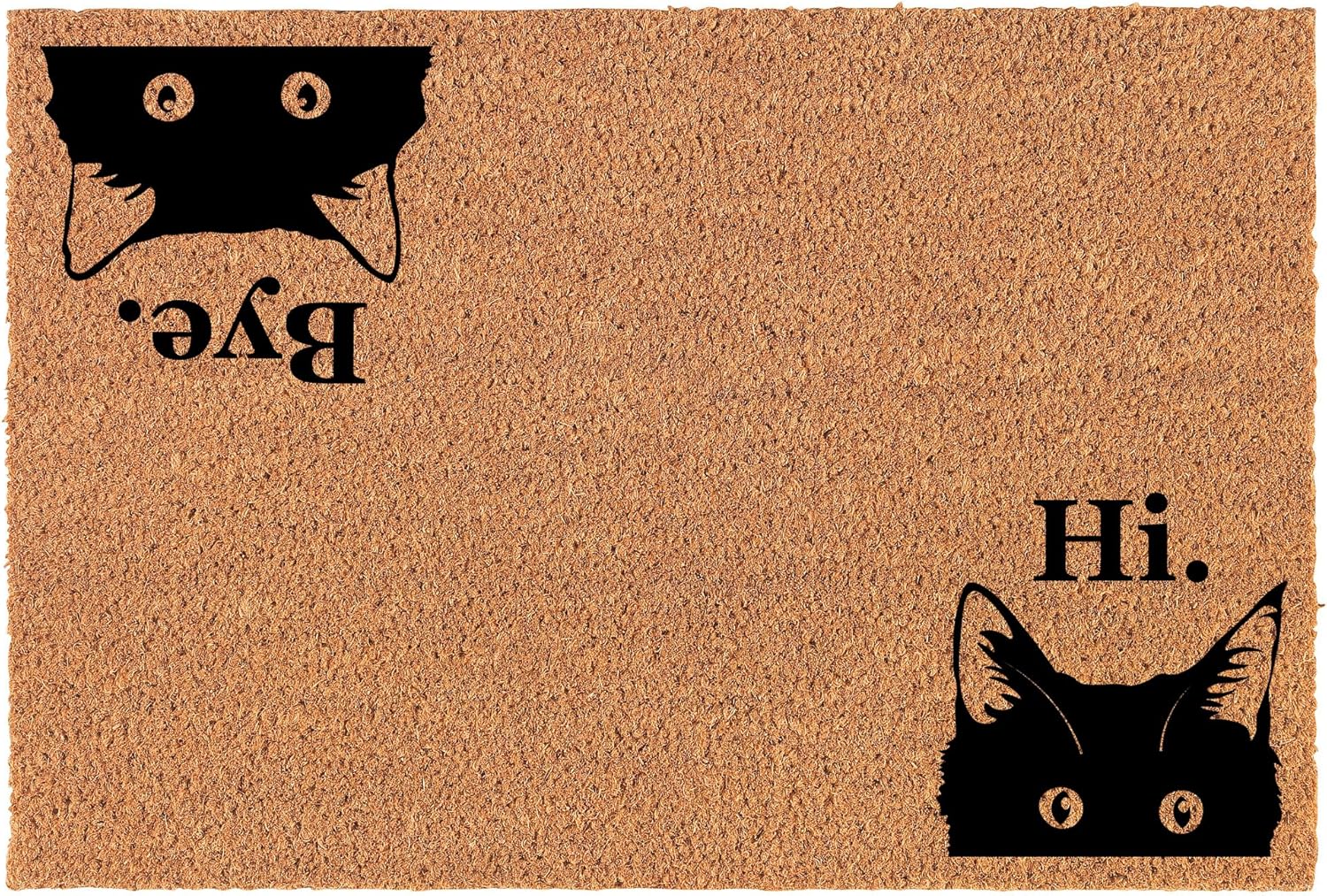 Welcome Doormat Coco Coir Door Mat Gift Hi Bye Peeking Cats Funny (30" x 18")