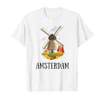 Amazon Com Windmill Shirt Nld Amsterdam Holiday T Shirt Clothing