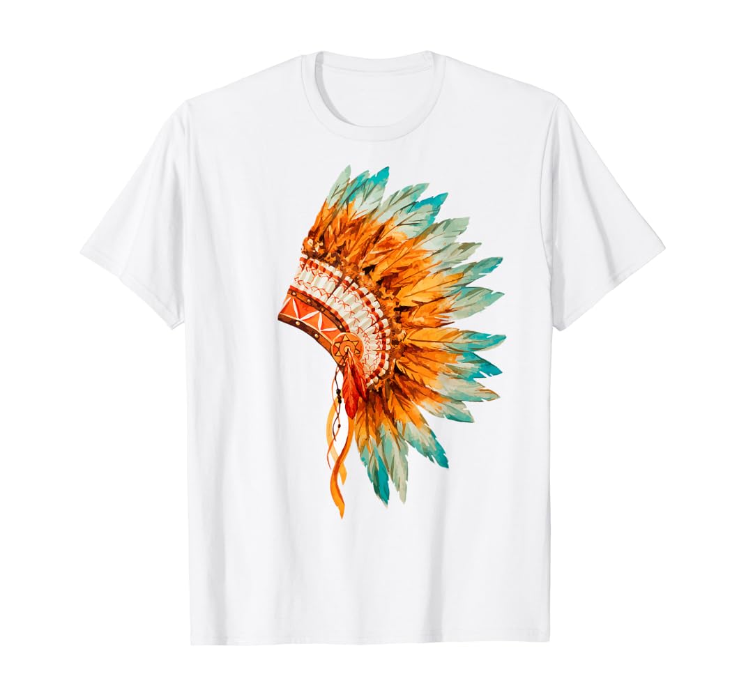 Native american headdress t shirt Clearance