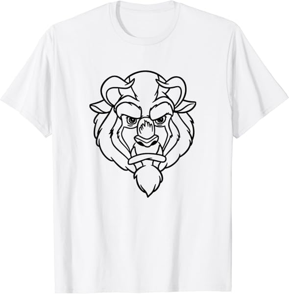 Disney Beauty And The Beast Beast Simple Black Outline T-Shirt