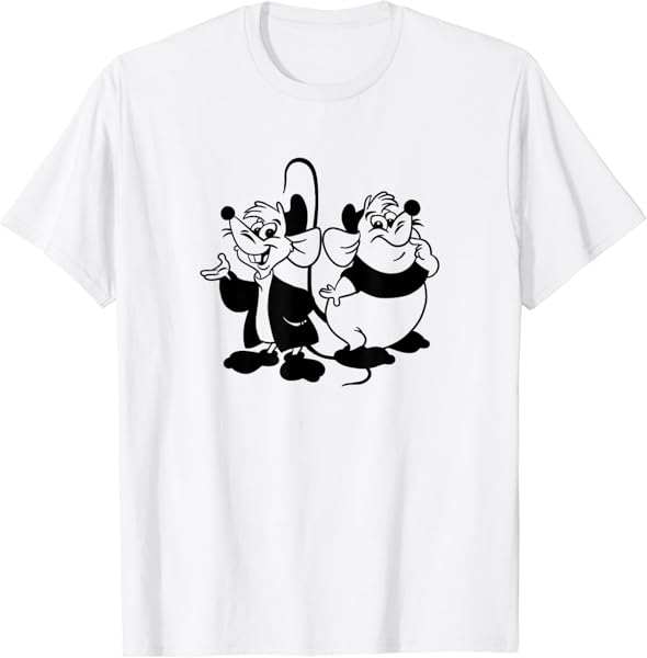 Disney Cinderella Jaq & Gus Simple Black Outline T-Shirt