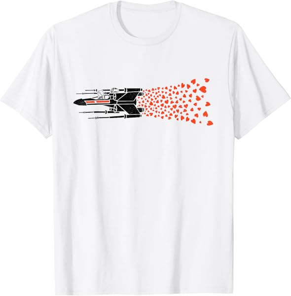 Star War Valentine\'s Day Luke R2-D2 X-Wing Hearts T-Shirt
