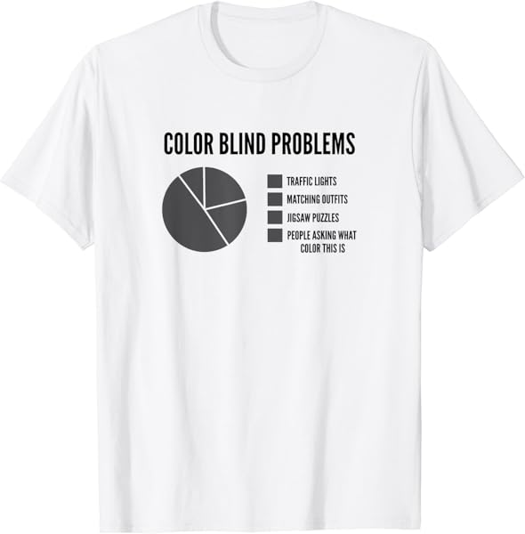 Funny Colorblind Gift | Color Blind Problems Pie Chart Joke T-Shirt