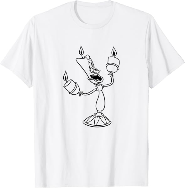 Disney Beauty And The Beast Lumiere Simple Black Outline T-Shirt