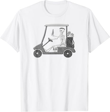 Skeleton in golf cart