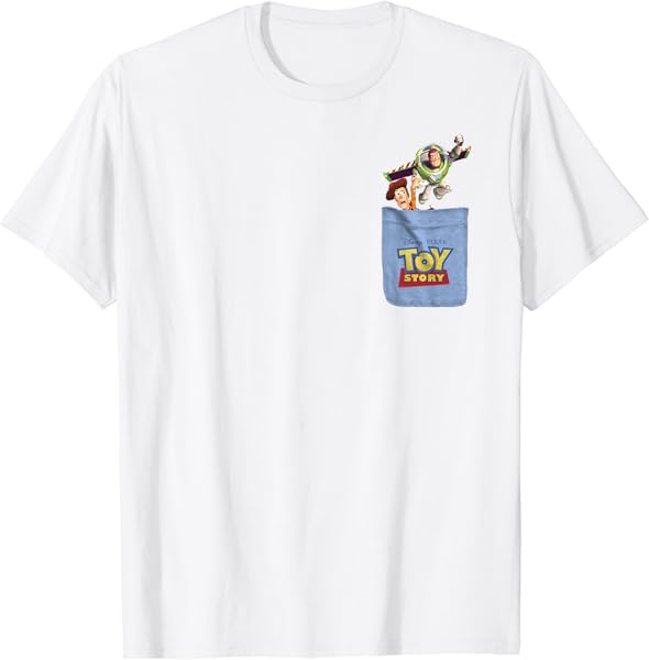 Disney Pixar Toy Story Buzz And Woody Mini Pocket Icon Logo T-Shirt
