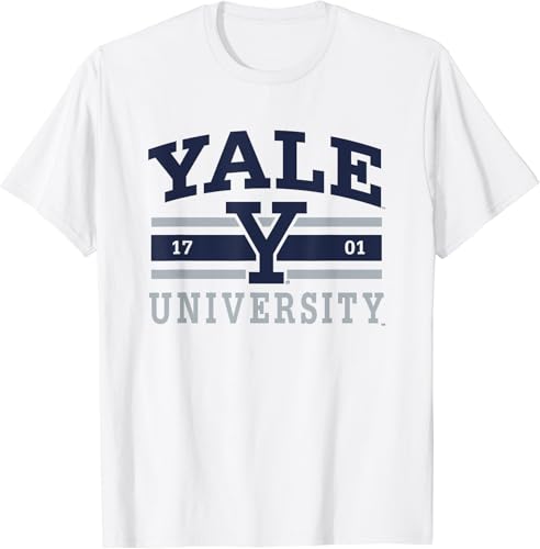 Yale Bulldogs - Camiseta con licencia oficial a rayas blancas, Blanco