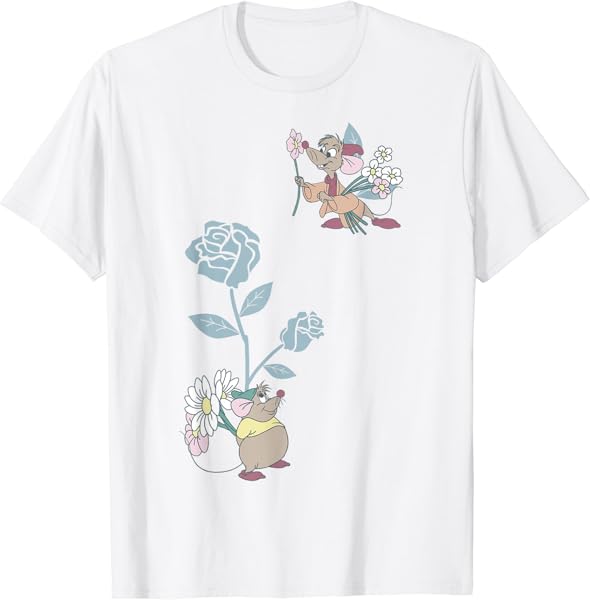 Disney Cinderella Jaq And Gus Flower Poster T-Shirt