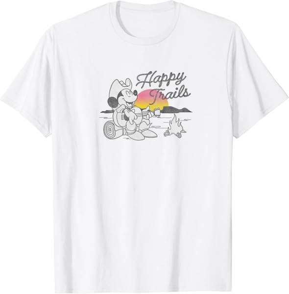 Disney Mickey Happy Trails Color Pop Sunset Camping Premium T-Shirt