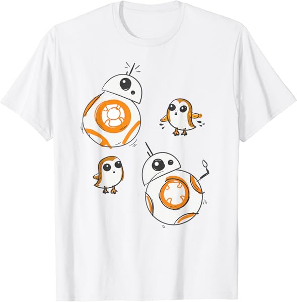 Star Wars Porg and BB-8 Doodle T-Shirt T-Shirt