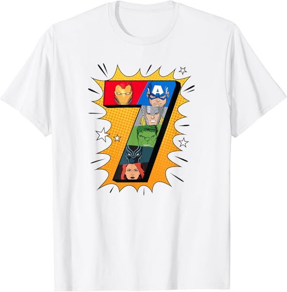 Marvel Avengers Comic Super Heroes 7th Birthday T-Shirt T-Shirt
