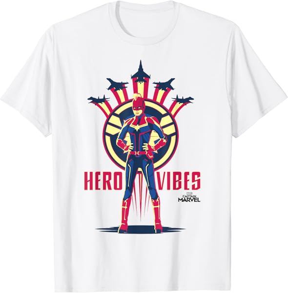 Captain Marvel Movie Hero Vibes Planes Graphic T-Shirt T-Shirt