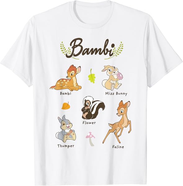 Disney Bambi Vintage Movie Characters Textbook Display T-Shirt