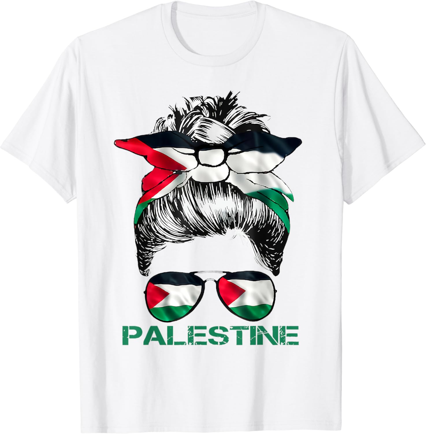 Palestine Flag Messy Bun For Men Wo…