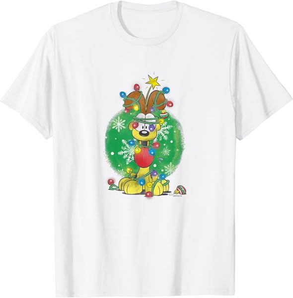 Garfield Odie Wrapped In Christmas Lights T-Shirt