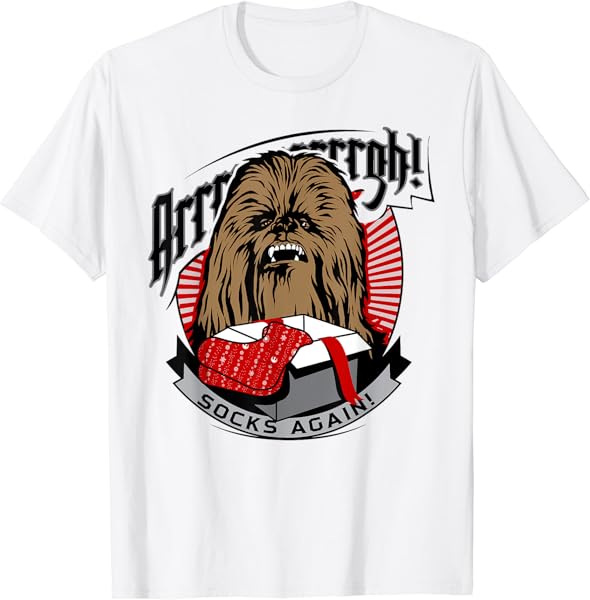 Star Wars Chewbacca Socks Again Holiday Portrait T-Shirt