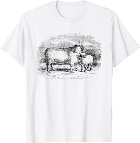 Amazon リアルな羊の動物イラスト 手描きアート Tシャツ Tシャツ カットソー 通販