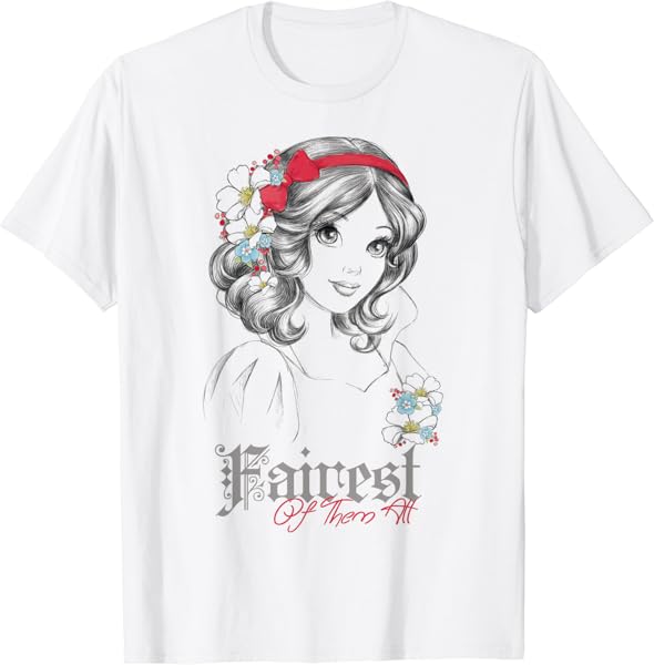 Disney Snow White Fairest Of Them All Modern Princess Sketch T-Shirt