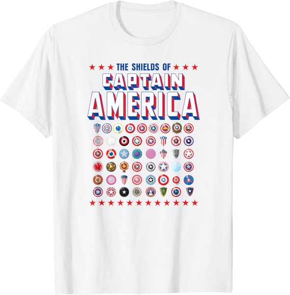 Marvel Steve Rogers The Shields of Captain America T-Shirt