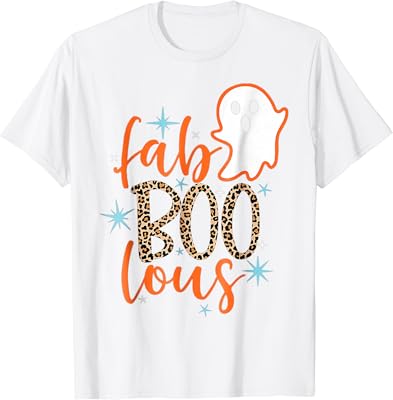 Funny Cute Boo Ghost Halloween Fab-Boo Lous Leopard T-Shirt