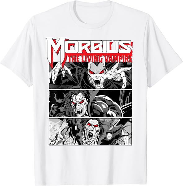 Marvel Morbius The Living Vampire Comic Panels T-Shirt