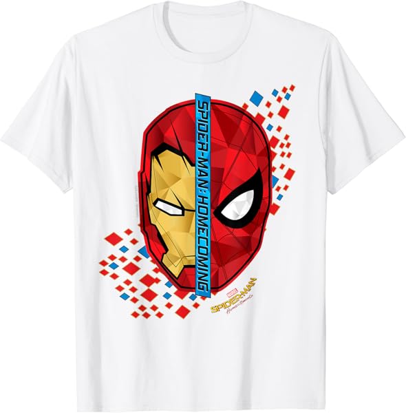 Marvel Spider-Man Homecoming Iron Man Face Split T-Shirt C1 T-Shirt