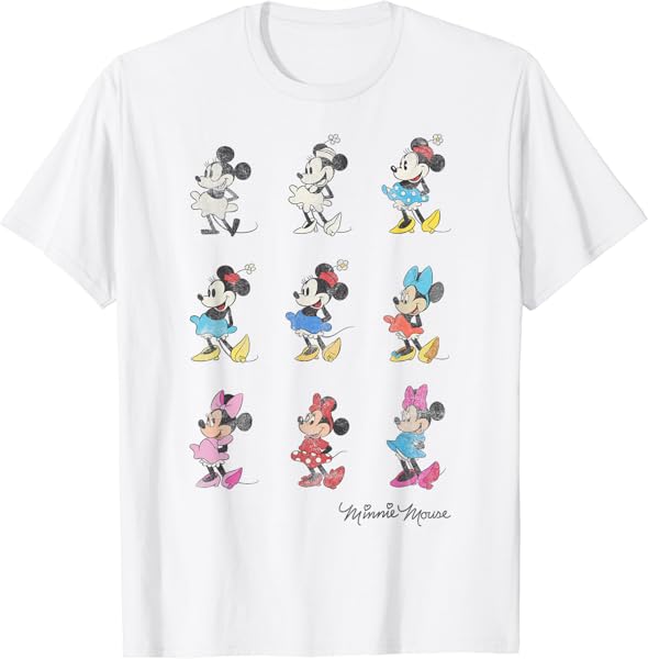 Disney Mickey And Friends Minnie Mouse Through The Years Short Sleeve T-Shirt,Small